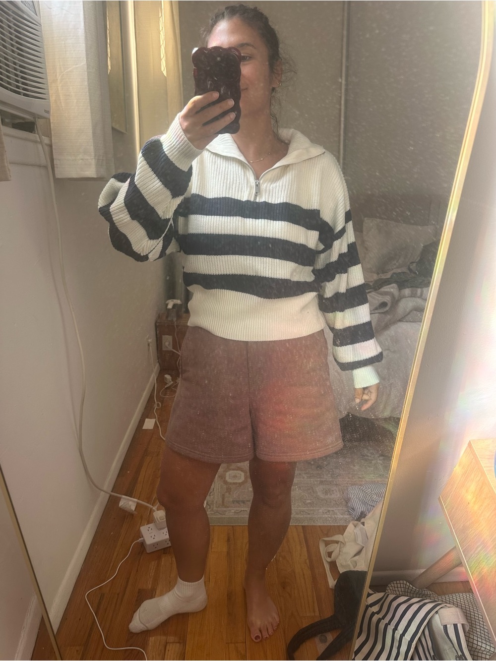 Striped Quarter-Zip Sweater